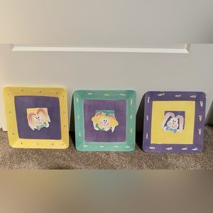 ^ Sonoma Set Of 3 Ceramic Easter Plates, Approx 8in Square